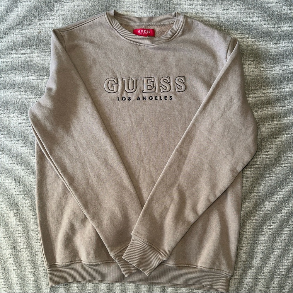 GUESS Men's Beige Crewneck Sweater